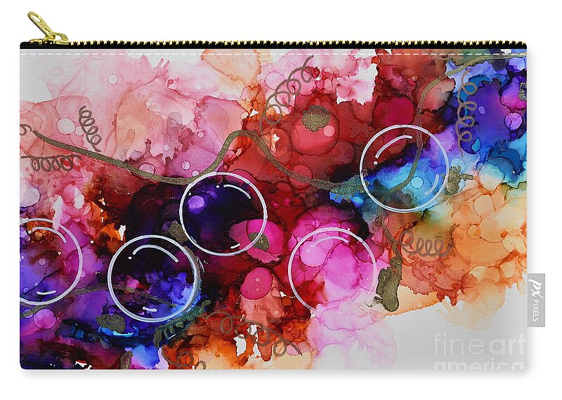 Alcohol Ink Zip Pouch featuring the mixed media Bubbly Fun by Monika Shepherdson