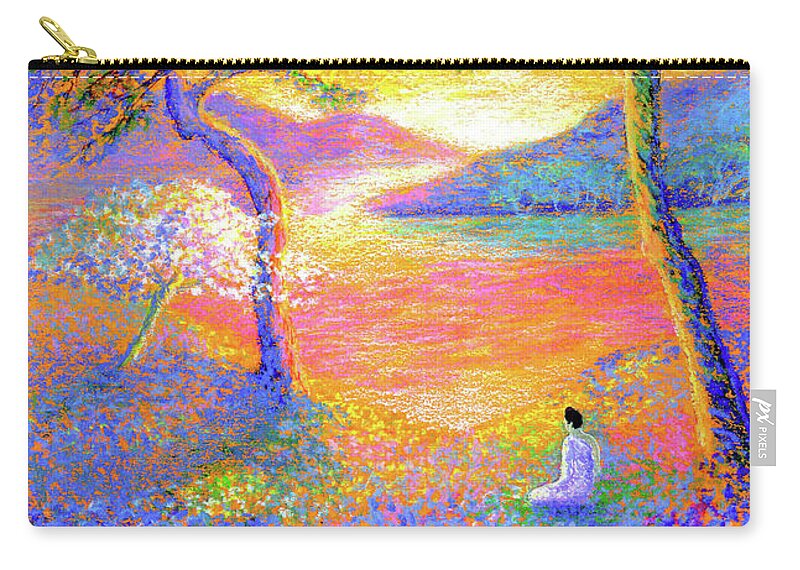 Meditation Zip Pouch featuring the painting Buddha Meditation, All Things Bright and Beautiful by Jane Small