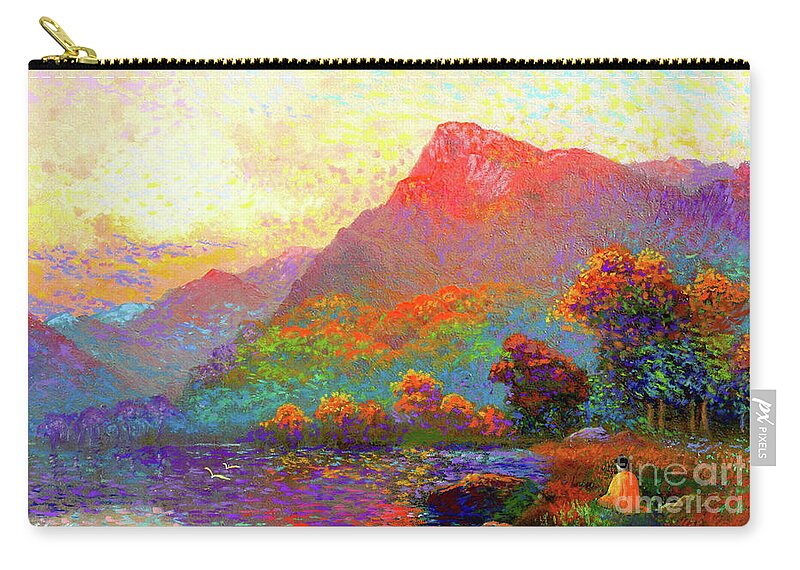 Meditation Zip Pouch featuring the painting Buddha Meditation, Divine Light by Jane Small