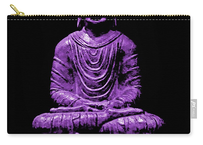 Buddha Zip Pouch featuring the photograph Buddha Purple by Marisol VB