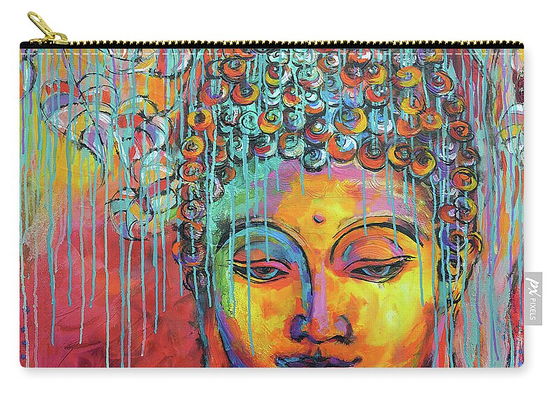  Zip Pouch featuring the painting Buddha's Enlightenment by Jyotika Shroff