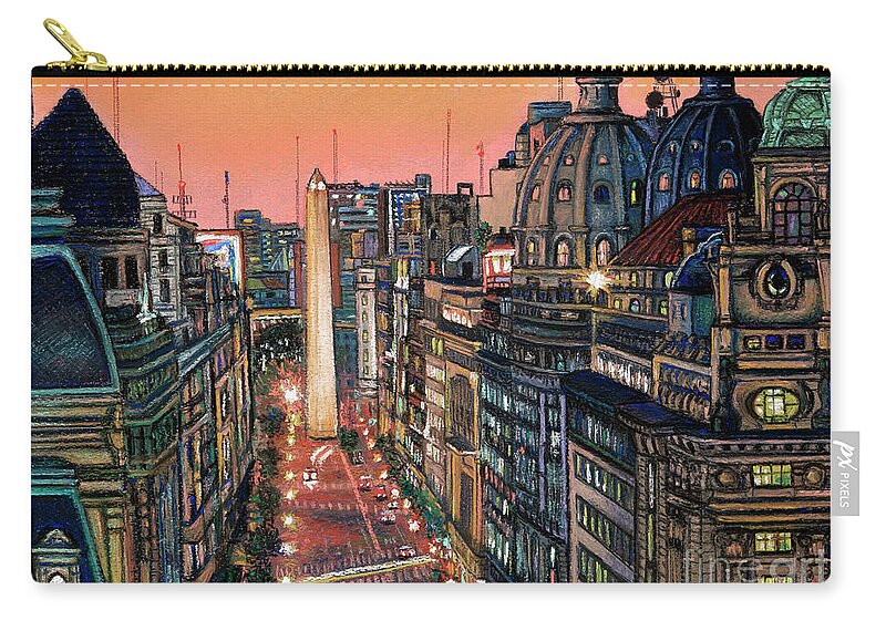 Buenos Aires Zip Pouch featuring the pastel Buenos Aires Twilight by Bernardo Galmarini