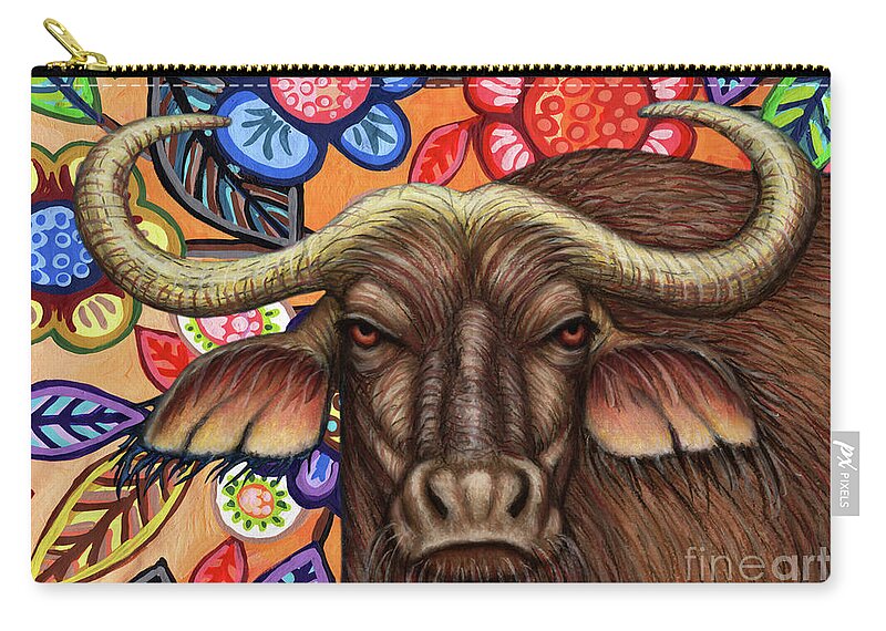 Buffalo Zip Pouch featuring the painting Buffalo Sunset by Amy E Fraser