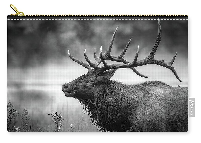 Great Smoky Mountains National Park Zip Pouch featuring the photograph Bull Elk in Rut by Robert J Wagner