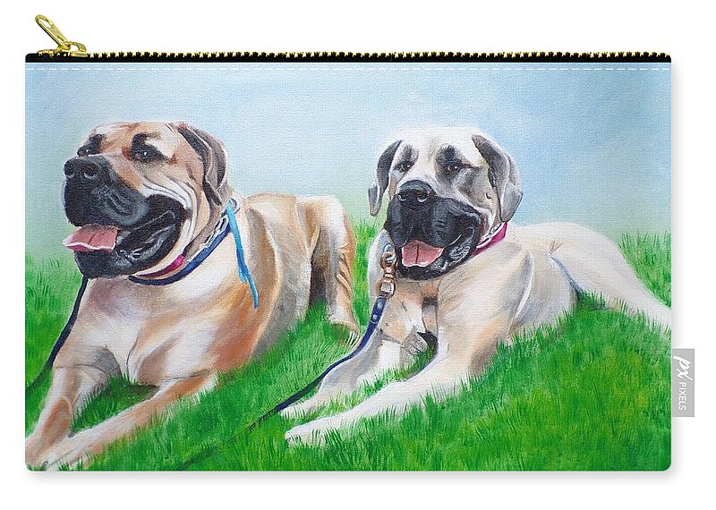 Pets Carry-all Pouch featuring the painting Bull Mastiffs by Kathie Camara