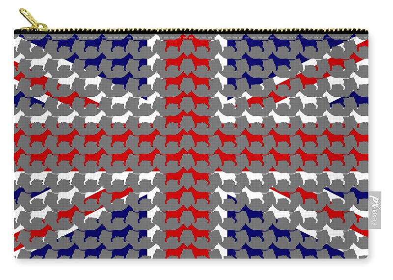 Union Flag Zip Pouch featuring the digital art Bull Terrier UK flag by Jindra Noewi