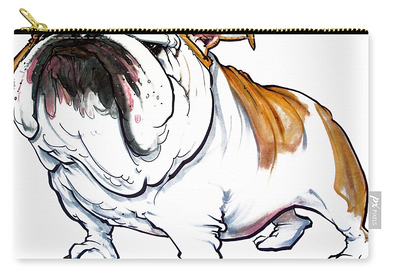 Bulldog Zip Pouch featuring the drawing Bulldog Caricature by John LaFree