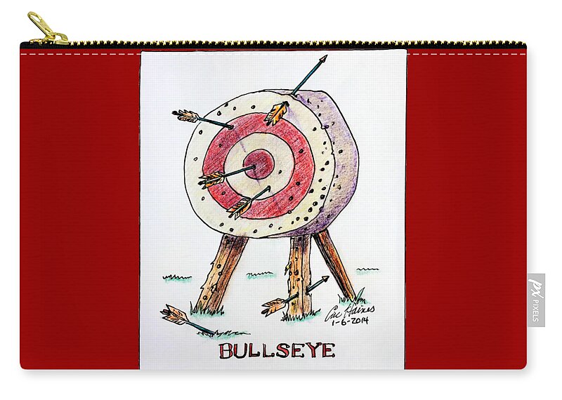 Bullseye Zip Pouch featuring the drawing Bullseye by Eric Haines