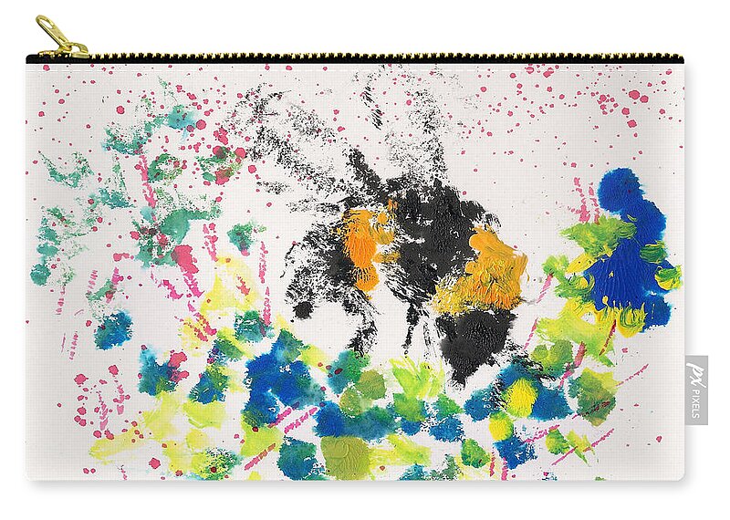 Bumble Bee Zip Pouch featuring the mixed media Bumble Bee 1 by Asha Sudhaker Shenoy