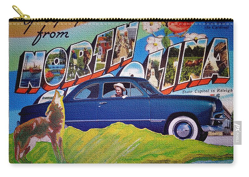 Dixie Road Trips Zip Pouch featuring the digital art Dixie Road Trips / North Carolina by David Squibb