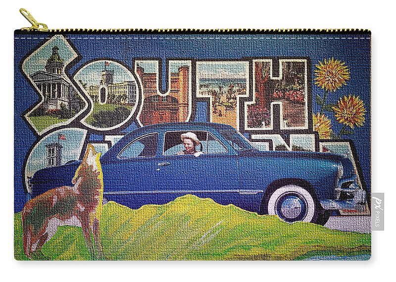 Dixie Road Trips Zip Pouch featuring the digital art Dixie Road Trips / South Carolina by David Squibb