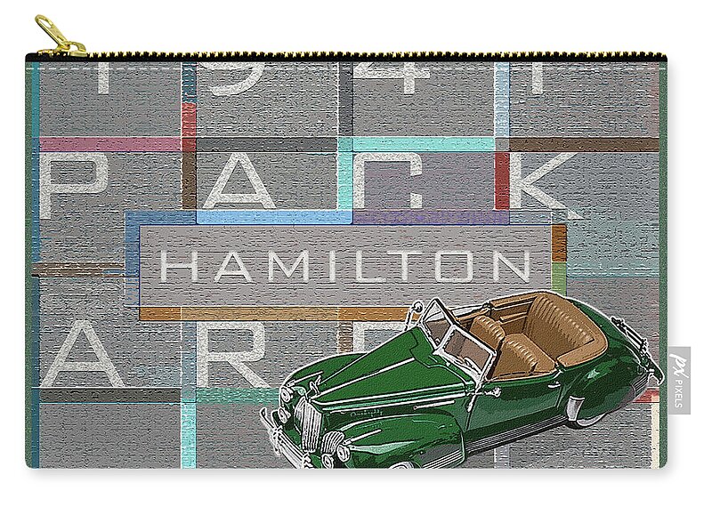 Hamilton Collection Zip Pouch featuring the digital art Hamilton Collection / 1941 Packard by David Squibb