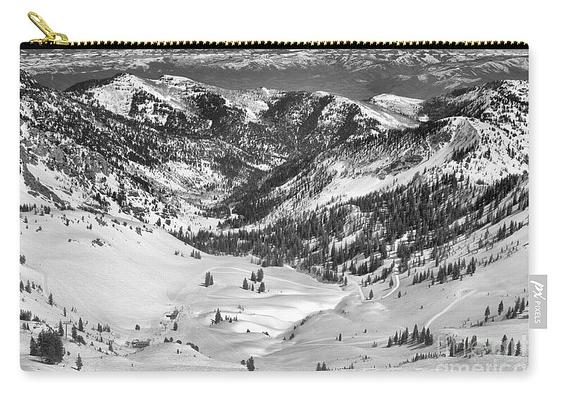 Snowbird Zip Pouch featuring the photograph Bumps In Mineral Basin Black And White by Adam Jewell