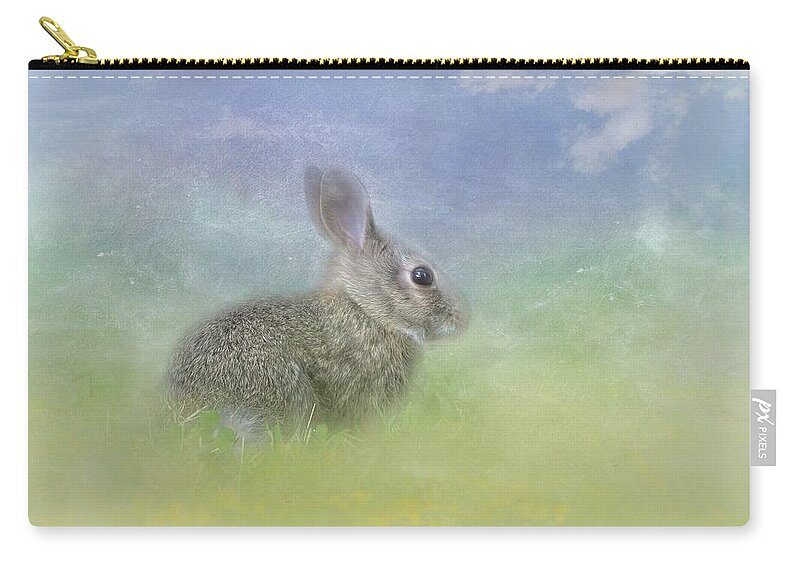 Bunnies Zip Pouch featuring the photograph Bunny in the Grass by Marjorie Whitley