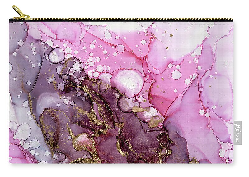 Ink Carry-all Pouch featuring the painting Burgundy Crimson Bubbles by Olga Shvartsur