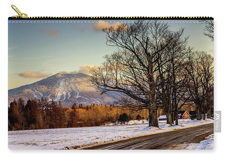 Burke Mt Zip Pouch featuring the photograph Burke Mt From Sugarhouse Road by John Rowe