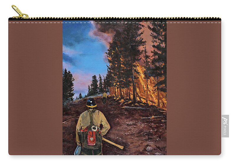 Wildland Fire Carry-all Pouch featuring the digital art Burn Out by Les Herman
