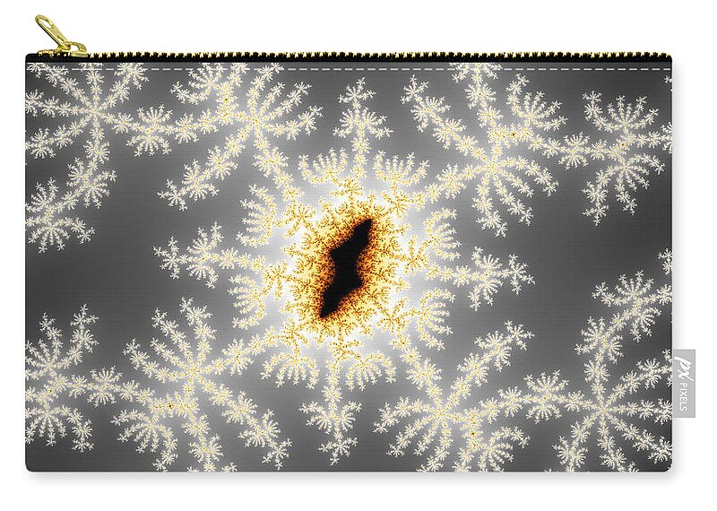 Burning Snow Zip Pouch featuring the digital art Burning Snow Fractal by Ally White