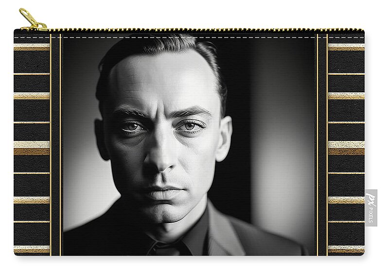  Zip Pouch featuring the photograph Buster Keaton by Don CLAI