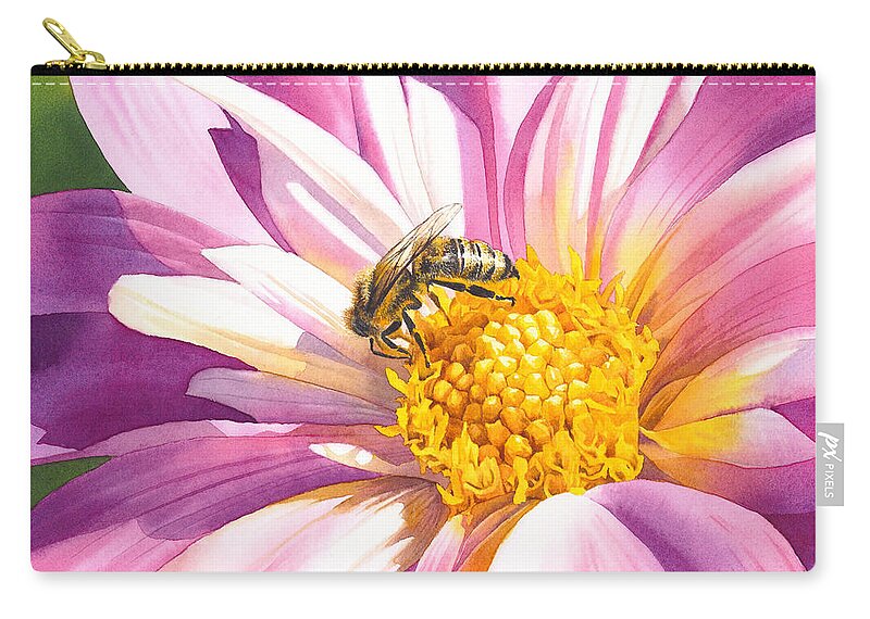 Bee Carry-all Pouch featuring the painting Busy Bee by Espero Art