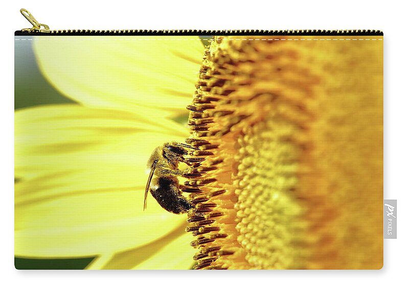 Sunflower Zip Pouch featuring the photograph Busy Bee by Lens Art Photography By Larry Trager