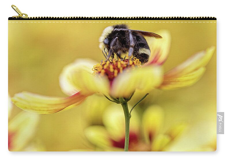 Bumblebee Zip Pouch featuring the photograph Busy Bumblebee by Rebecca Cozart