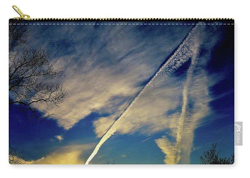 Dusk Zip Pouch featuring the photograph Busy Winter Sky at Dusk - One by Linda Stern