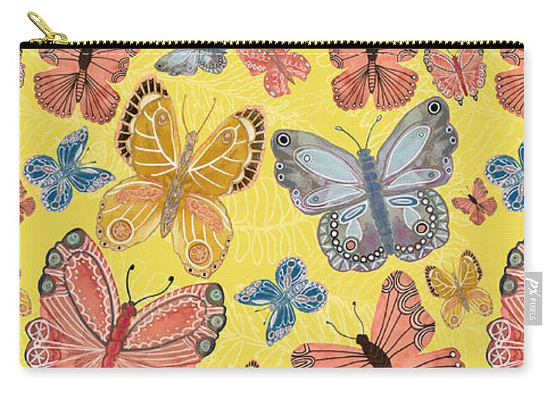 Butterflies Zip Pouch featuring the mixed media Butterflies Are Free by Blenda Studio