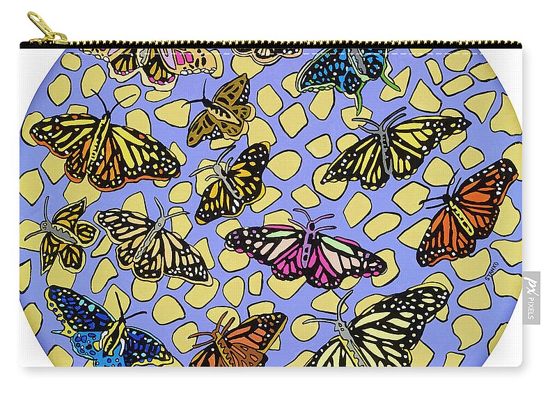 Butterfly Butterflies Pop Art Zip Pouch featuring the painting Butterflies by Mike Stanko