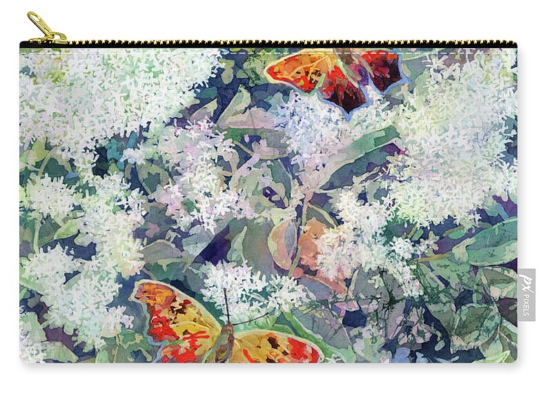 Lilac Zip Pouch featuring the painting Butterfly Garden 2 by Hailey E Herrera