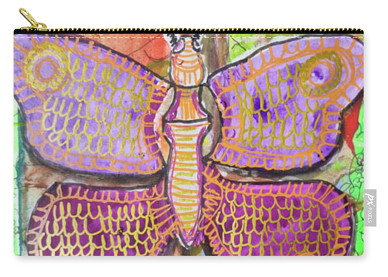 Butterfly Zip Pouch featuring the painting Butterfly Magic by Mimulux Patricia No