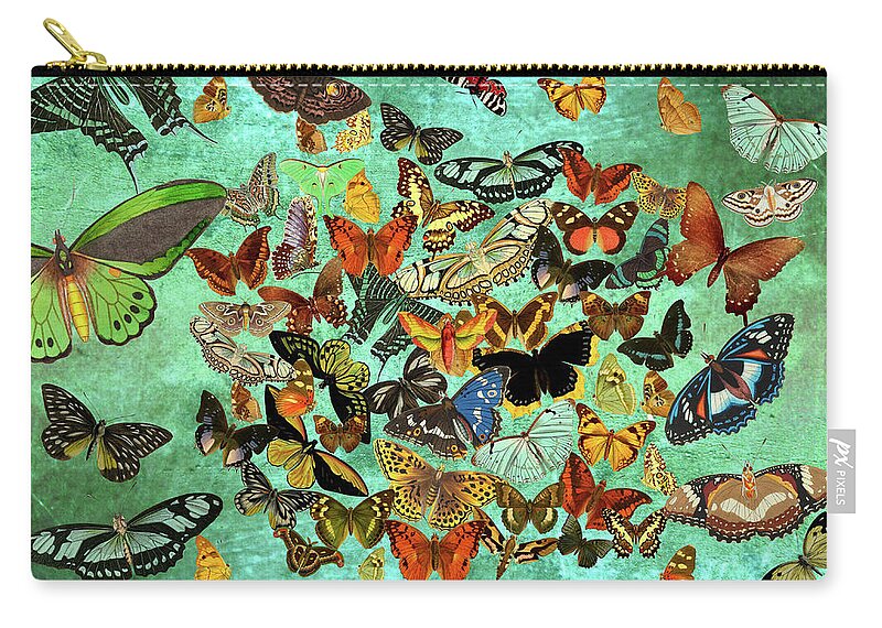 Butterfly Zip Pouch featuring the mixed media Butterfly Migration by Lorena Cassady