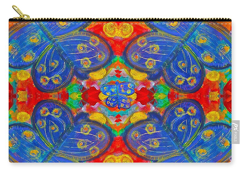 Butterfly Zip Pouch featuring the mixed media Butterfly swirl by Rose Lewis