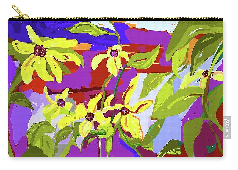 Flowers Zip Pouch featuring the digital art By The Garden Wall by Alida M Haslett