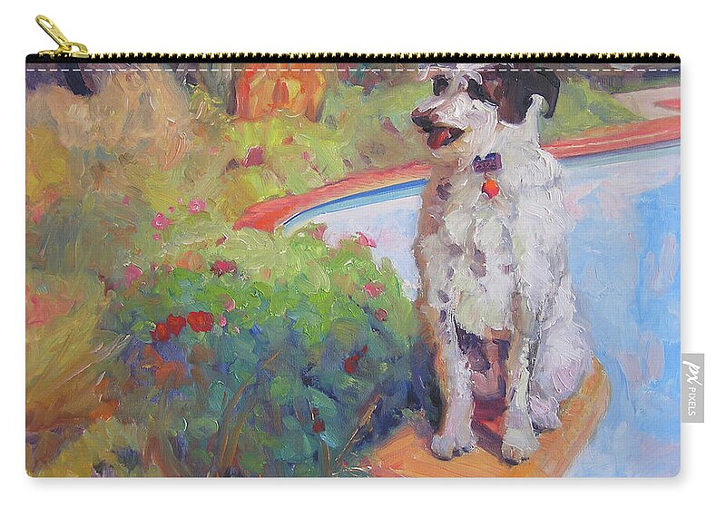 Dog Carry-all Pouch featuring the painting By the Pool by John McCormick
