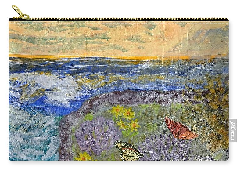 Fort Lauderdale Zip Pouch featuring the mixed media By The Sea by Suzanne Berthier