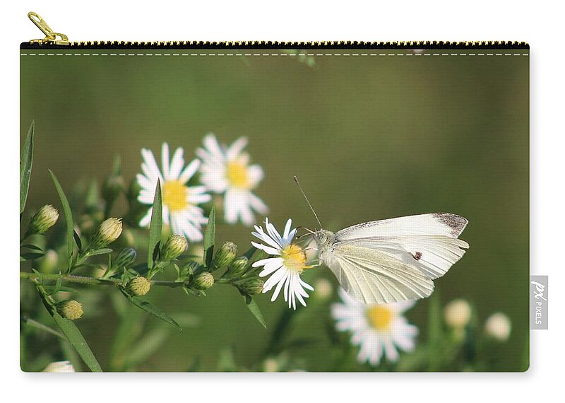 Butterfly Carry-all Pouch featuring the photograph Cabbage Butterfly on Wildflowers by Christopher Reed