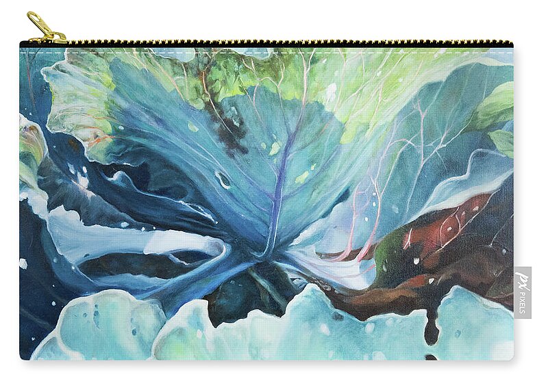 Cabbage Leaves Carry-all Pouch featuring the painting Cabbage Story 1 by Carol Klingel