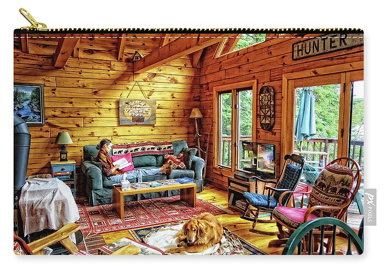 Cabin Carry-all Pouch featuring the photograph Cabin at the Lake by Russ Considine