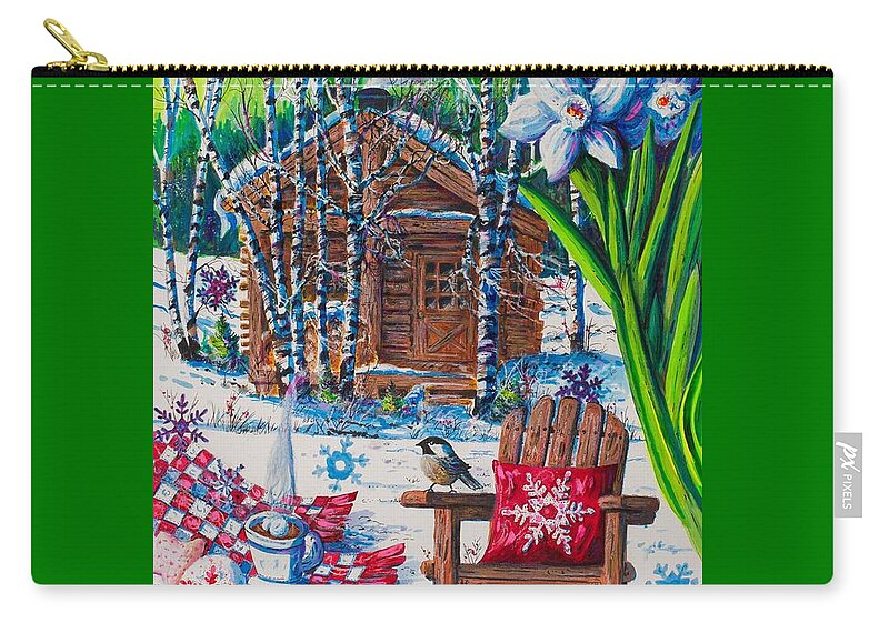 Log Cabin Carry-all Pouch featuring the painting Cabin Fever by Diane Phalen