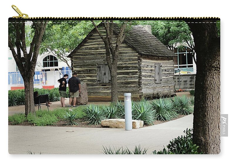 Green Zip Pouch featuring the photograph Cabin in the Park by C Winslow Shafer