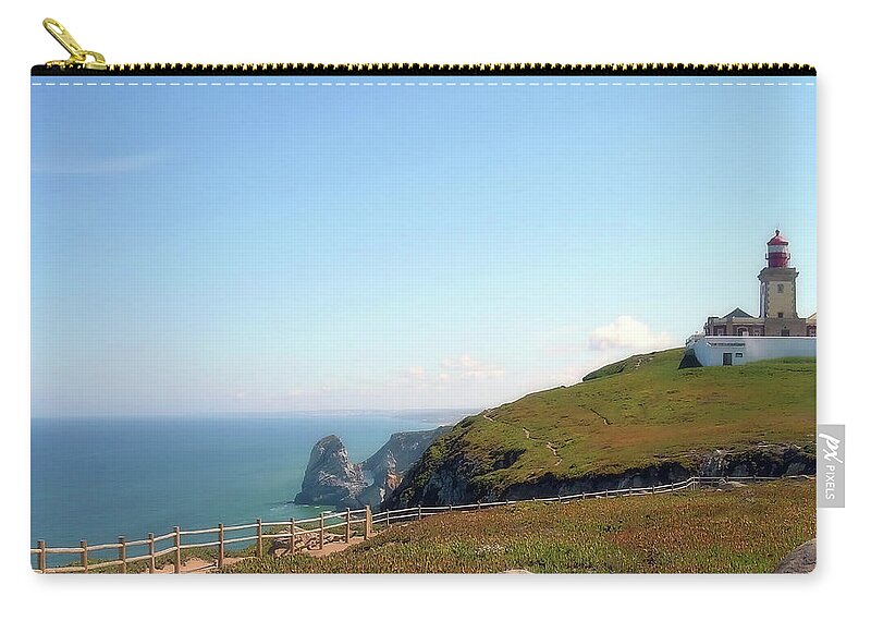 Landscape Zip Pouch featuring the photograph Cabo da Roca Lighthouse Portugal by Johanna Hurmerinta