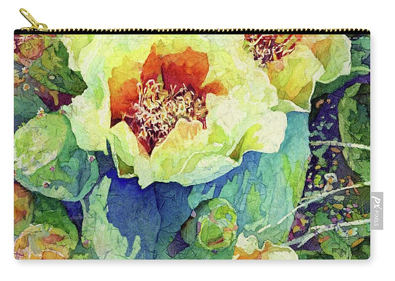 Cactus Zip Pouch featuring the painting Cactus Splendor II by Hailey E Herrera