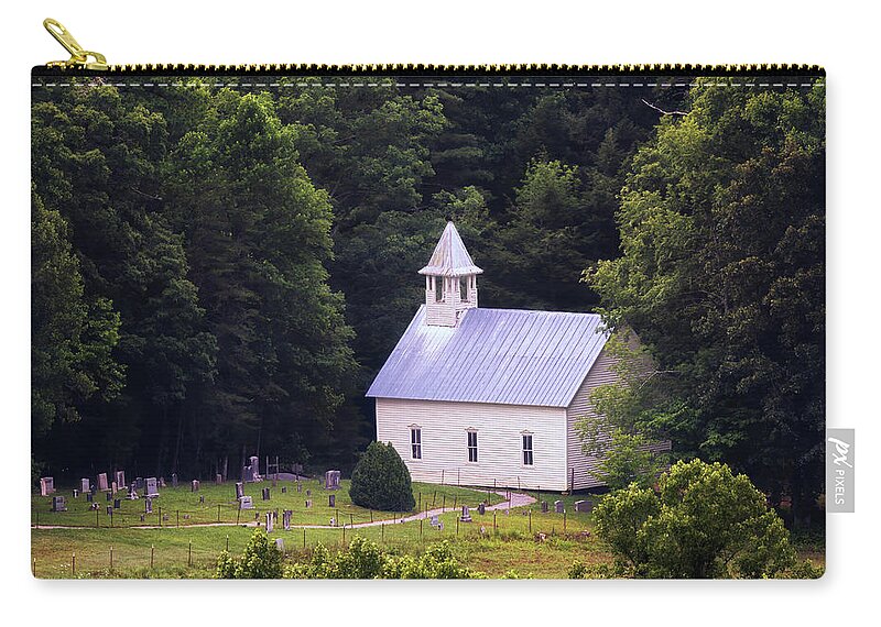 Church Zip Pouch featuring the photograph Cades Cove Methodist Church - Smoky Mountains by Susan Rissi Tregoning