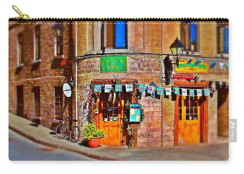 Zip Pouch featuring the photograph Cafe on the Corner by Rodney Lee Williams
