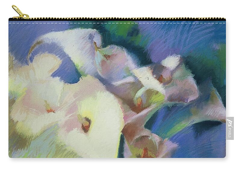 Cala Lilies Zip Pouch featuring the painting Cala Lilies by Cathy Locke