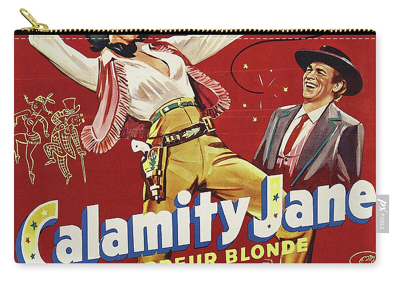 Calamity Carry-all Pouch featuring the mixed media ''Calamity Jane'' - 1953 by Stars on Art