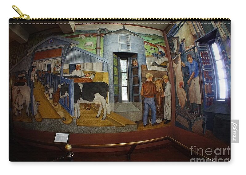 Coit Tower Murals Zip Pouch featuring the photograph California Agricultural History by Tony Lee