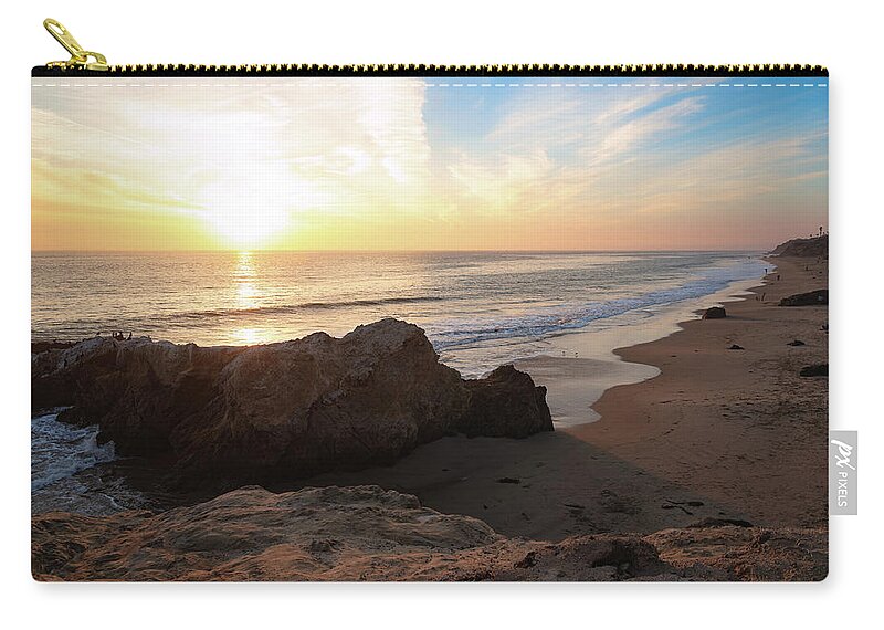 Beach Zip Pouch featuring the photograph California Beach Sunset by Matthew DeGrushe