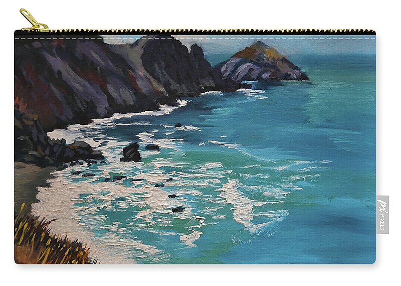 Pacific Zip Pouch featuring the painting California Coast by Alice Leggett